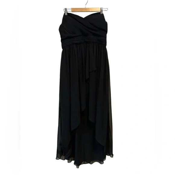 Eliza J strapless pleated front high low chiffon gown - Picture 1 of 7